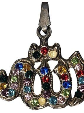 Vintage Multicolor Rhinestone Snake Pendant Charm Silver Tone Fashion Jewelry